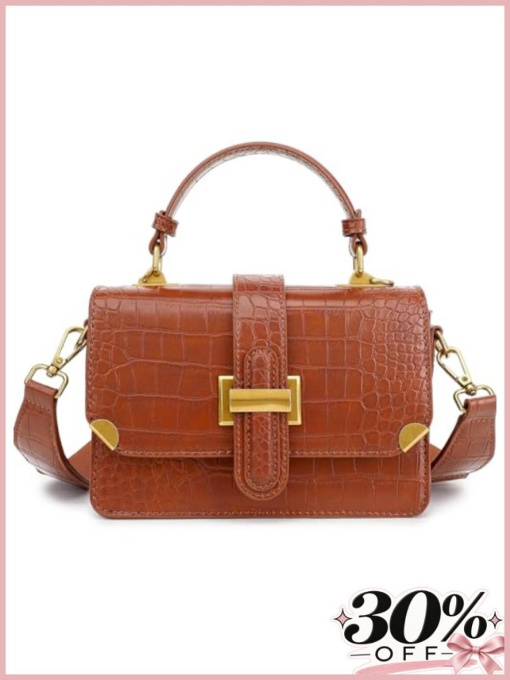 Small Faux Leather Crossbody Satchel Top Handle Purse Vegan Leather Handbag